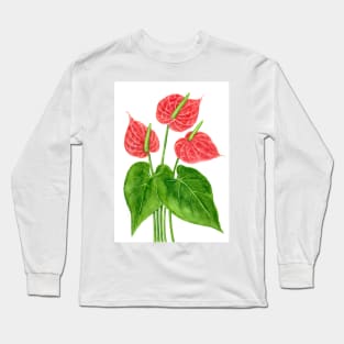 Flamingo flower watercolor Long Sleeve T-Shirt